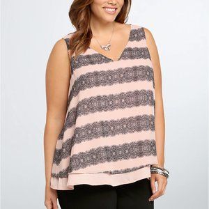 Torrid Lace Print Layered Tank Top- Size 4X